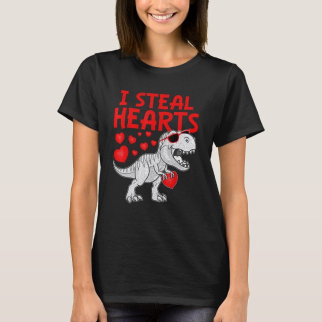 Camiseta I Steal Hearts Dinosaur T Rex Cute Baby Boys Valen (Anverso)