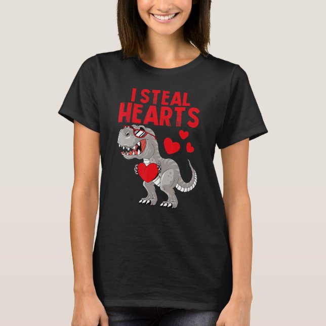 Camiseta I Steal Hearts Dinosaur Valentines Day For Toddler (Anverso)