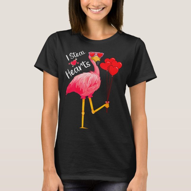 Camiseta I Steal Hearts Funny Flamingo Lover Valentine's Da (Anverso)
