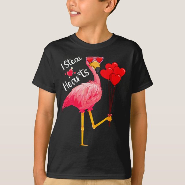 Camiseta I Steal Hearts Funny Flamingo Lover Valentine's Da (Anverso)