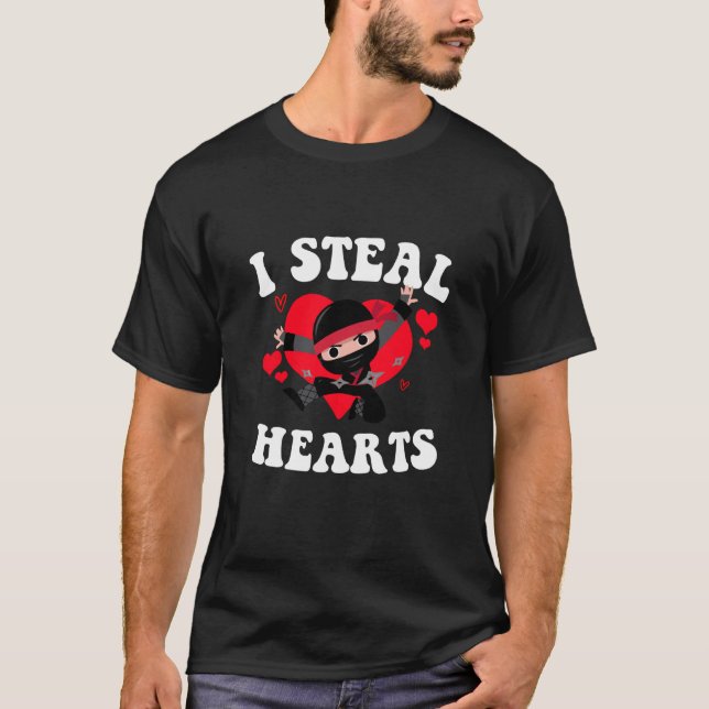 Camiseta I Steal Hearts Ninja Boys Valentines Day (Anverso)