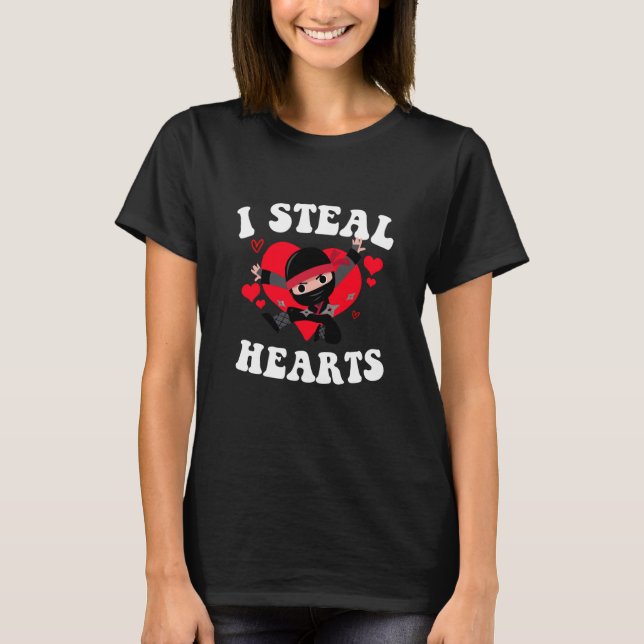 Camiseta I Steal Hearts Ninja Boys Valentines Day (Anverso)