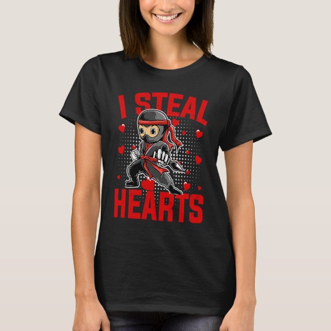 Camiseta I Steal Hearts Ninja Boys Valentines Day Love Todd (Anverso)