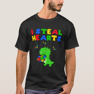 Camiseta I Steal Hearts Puzzle Autism Awareness Month Rex D