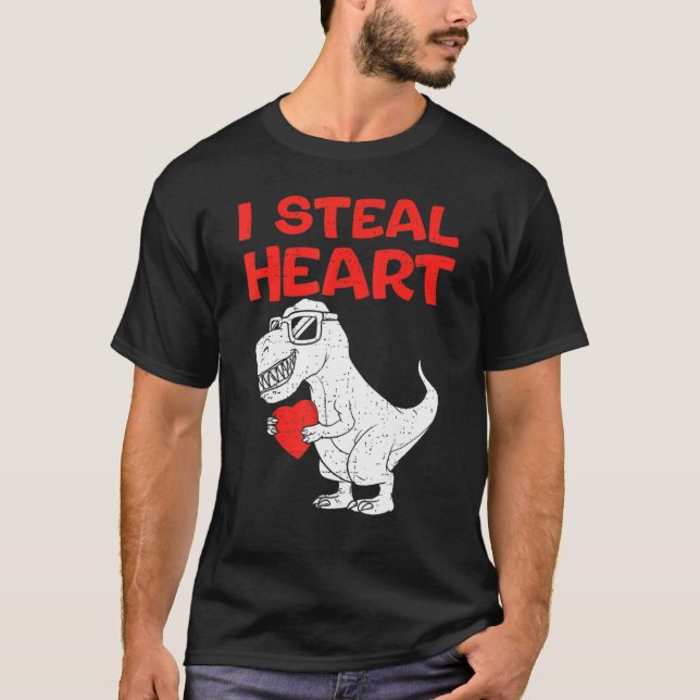 Camiseta I Steal Hearts Shirt Dinosaur T rex Valentines Day (Anverso)