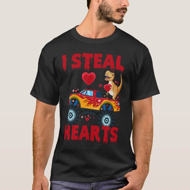 Camiseta I Steal Hearts T Rex Dinosaur Valentines Day For B (Anverso)