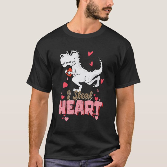Camiseta I Steal Hearts T rex Dinosaur Valentines Day Toddl (Anverso)