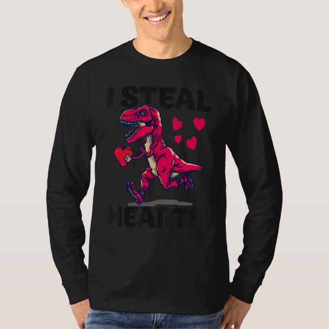 Camiseta I Steal Hearts Trex Dino Baby Boy Valentines Day T (Anverso)