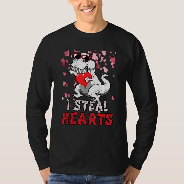 Camiseta I Steal Hearts Trex Dinosaur Valentines Day Boys K (Anverso)