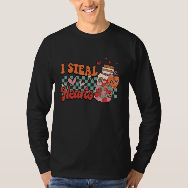 Camiseta I Steal Hearts Xoxo Retro Groovy Valentines Day Dr (Anverso)