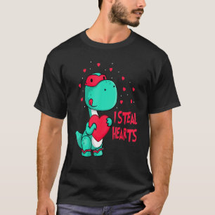 Camiseta I Steel Hearts Día de San Valentín Cute Dinosaur V