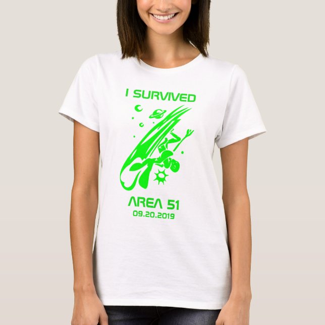 Camiseta I Supervivencia Área 51 Alien Verde (Anverso)