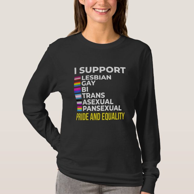 Camiseta I Support Pride and Equality I Lesbian Gay Toleran (Anverso)