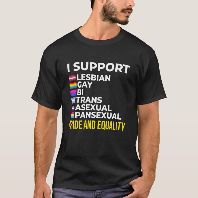 Camiseta I Support Pride and Equality I Lesbian Gay Toleran (Anverso)