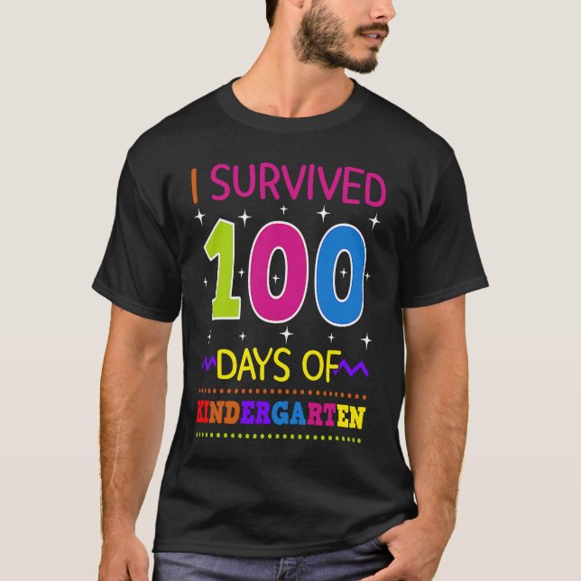 Camiseta I Survived 100 Days Of Kindergarten Pre K Teacher  (Anverso)