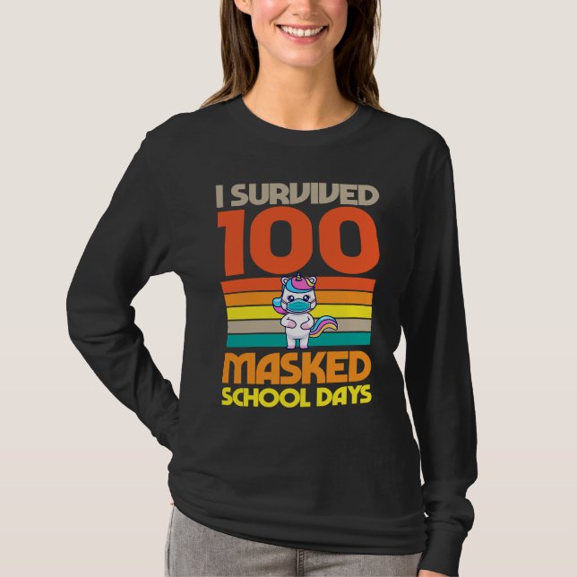 Camiseta I Survived 100 Masked School Days 100 Days Of Scho (Anverso)