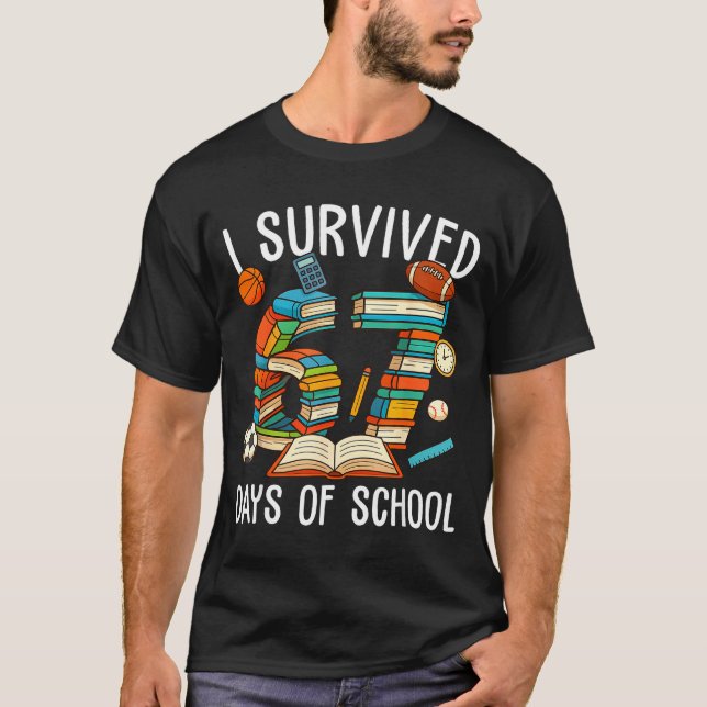 Camiseta I Survived 67 Day Of School Funny Kids Boys Six Se (Anverso)