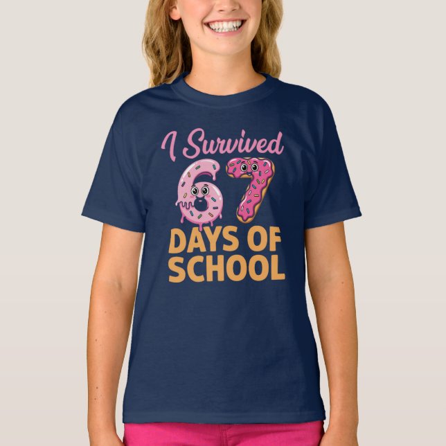 Camiseta I Survived 67 Days of School Donut Funny Kids (Anverso)