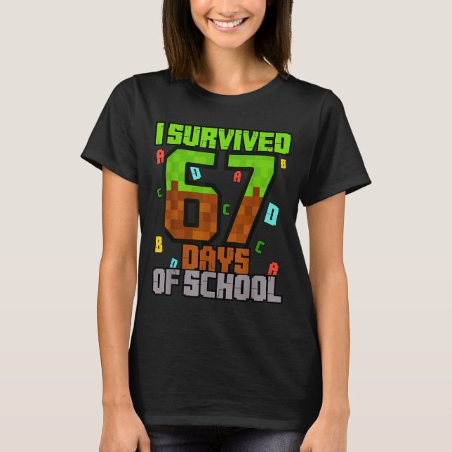 Camiseta I Survived 67 Days Of School Fun Meme Six Seven 6- (Anverso)