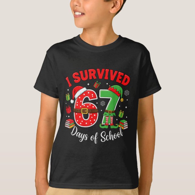 Camiseta I Survived 67 Days Of School Funny Christmas Teach (Anverso)