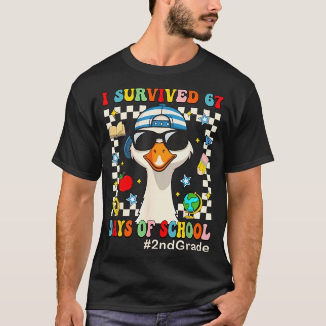 Camiseta I Survived 67 Days Of School Funny Goose Boys 2nd  (Anverso)