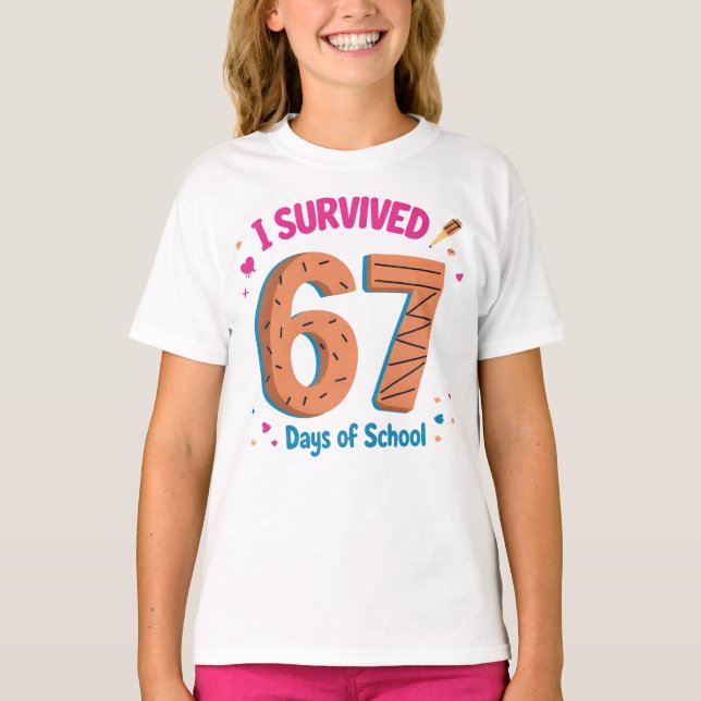 Camiseta I Survived 67 Days of School Funny Kids School (Anverso)