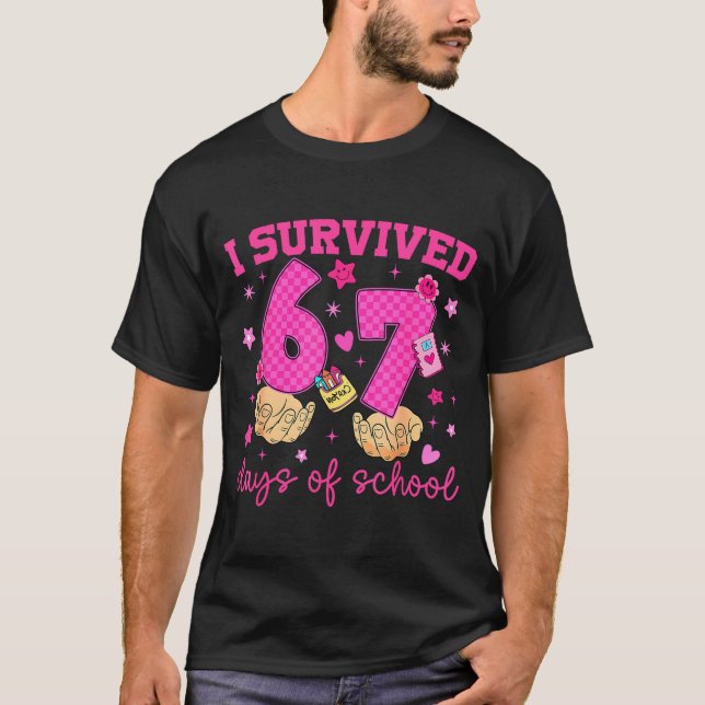 Camiseta I Survived 67 Days Of School Funny Meme Boy Girl T (Anverso)