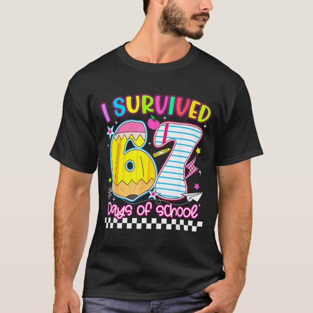 Camiseta I Survived 67 Days Of School Funny Meme Boy Girl T (Anverso)