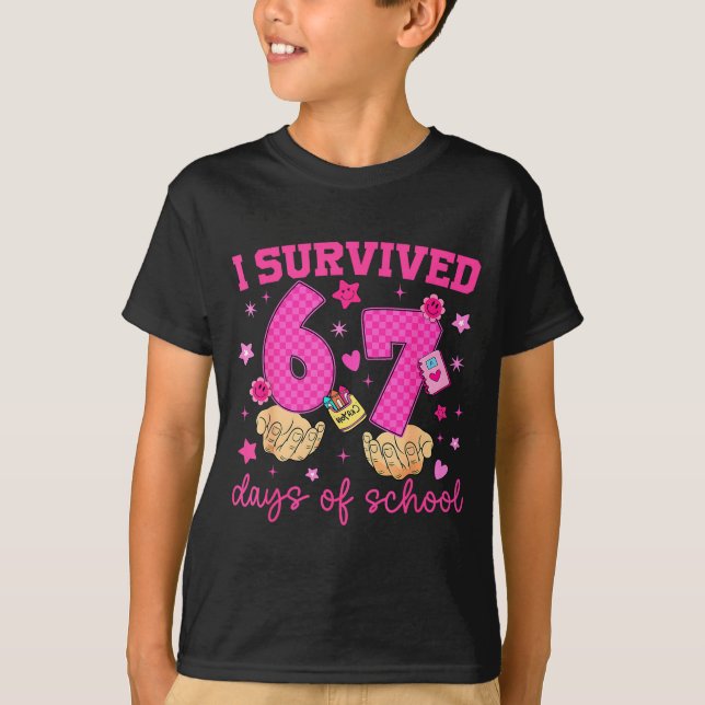Camiseta I Survived 67 Days Of School Funny Meme Boy Girl T (Anverso)