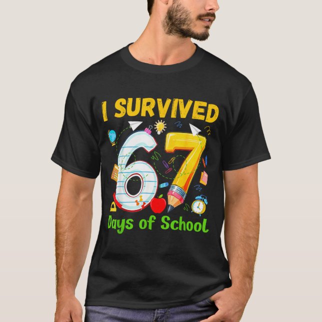 Camiseta I Survived 67 Days Of School Funny Meme Teacher St (Anverso)