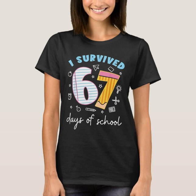 Camiseta I Survived 67 Days of School Funny Meme Teacher St (Anverso)