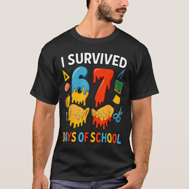 Camiseta I Survived 67 Days Of School Funny Meme Teacher St (Anverso)