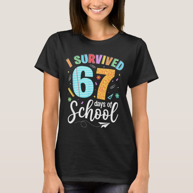 Camiseta I Survived 67 Days Of School Funny Meme Teachers S (Anverso)