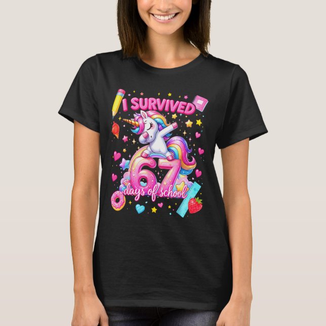 Camiseta I Survived 67 Days Of School Funny Six Seven Teach (Anverso)