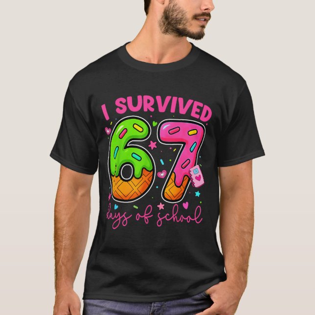Camiseta I Survived 67 Days Of School Ice Cream Drip Boy Gi (Anverso)