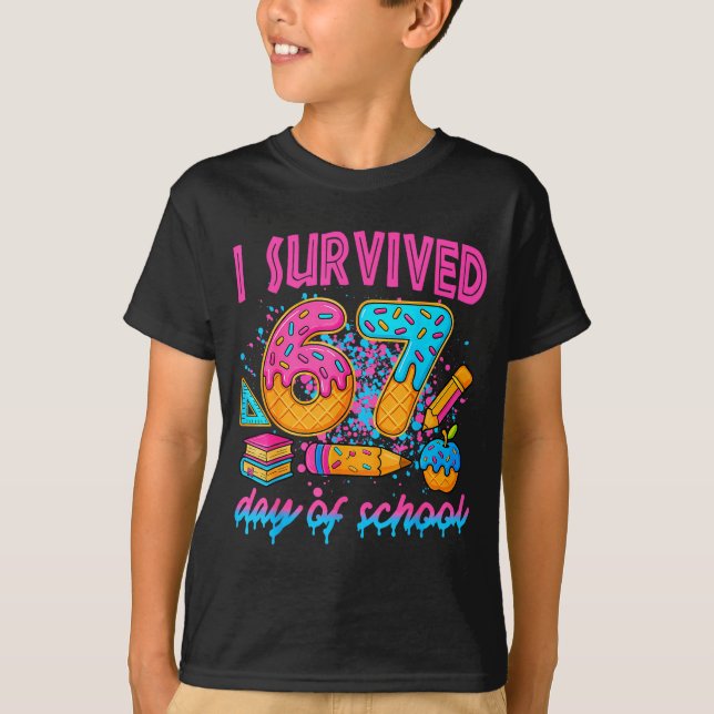 Camiseta I Survived 67 Days Of School Ice Cream Drip Six Se (Anverso)