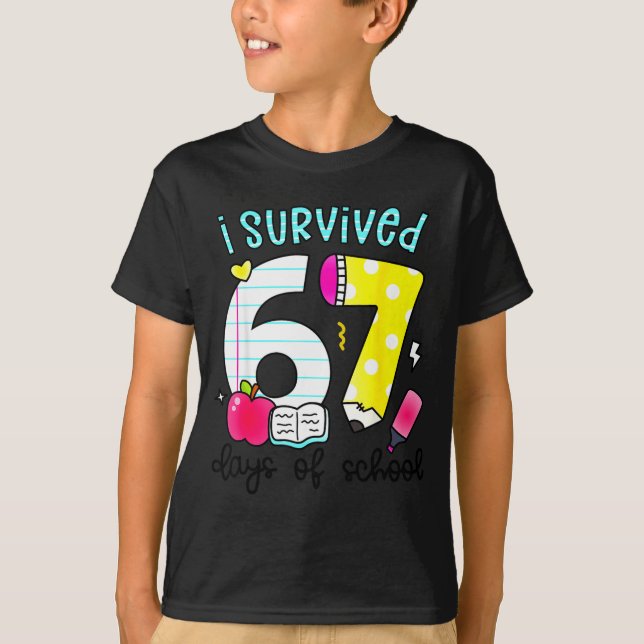 Camiseta I Survived 67 Days Of School Six Seven Meme Teache (Anverso)