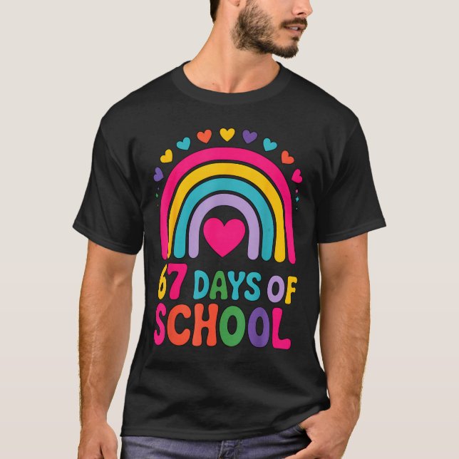 Camiseta I Survived 67 Days Of School Tie Die Rainbow Lover (Anverso)