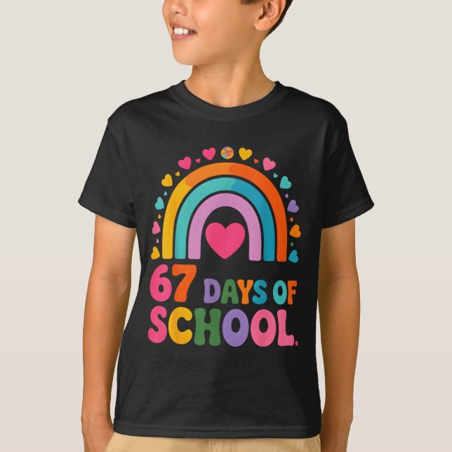 Camiseta I Survived 67 Days Of School Tie Die Rainbow Lover (Anverso)