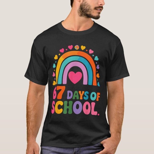 Camiseta I Survived 67 Days Of School Tie Die Rainbow Lover (Anverso)