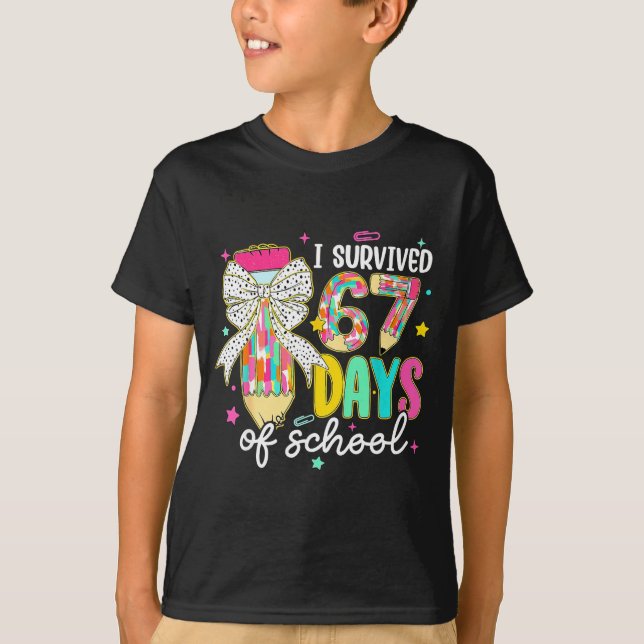 Camiseta I Survived 67 Six Seven Days School Meme 100th Day (Anverso)