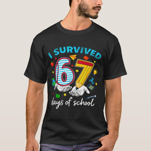 Camiseta I Survived 67th Day Of School Six Seven Kids  (Anverso)