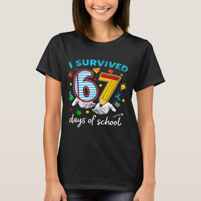 Camiseta I Survived 67th Day Of School Six Seven Kids  (Anverso)