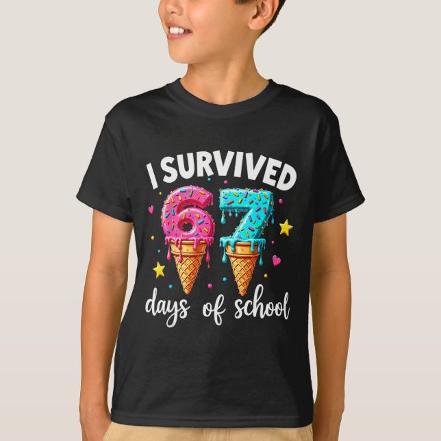 Camiseta I Survived 67th Days School Drip Ice Cream Funny 6 (Anverso)