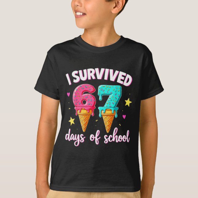Camiseta I Survived 67th Days School Drip Ice Cream Funny 6 (Anverso)