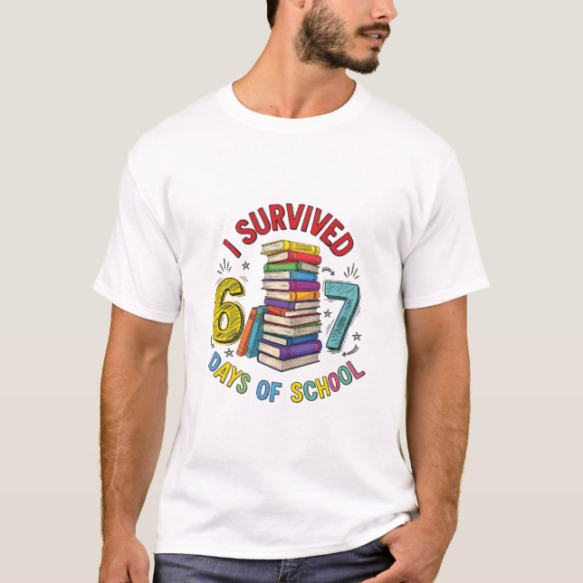 Camiseta I Survived 6 7 Days of School 100th Days Of School (Anverso)