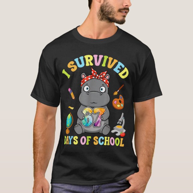 Camiseta I Survived Six Seven Days Of School Cute Hip Stude (Anverso)