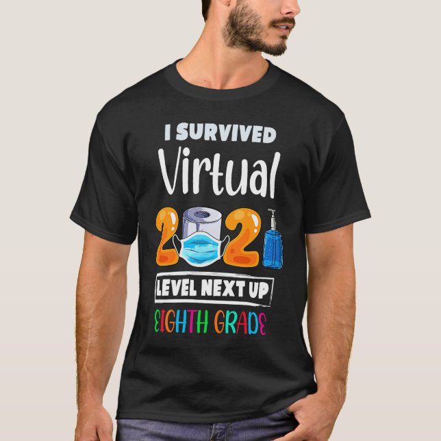 Camiseta I Survived Virtual 7th Grade 2020 2021 Level Up to (Anverso)