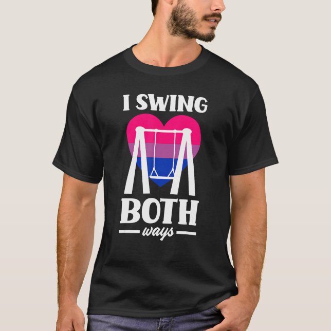 Camiseta I Swing Both Ways Funny Bi Pride Flag Bisexual (Anverso)