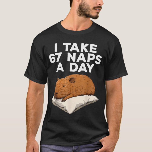 Camiseta I Take 67 Naps A Day Funny Capybara Six Seven Meme (Anverso)